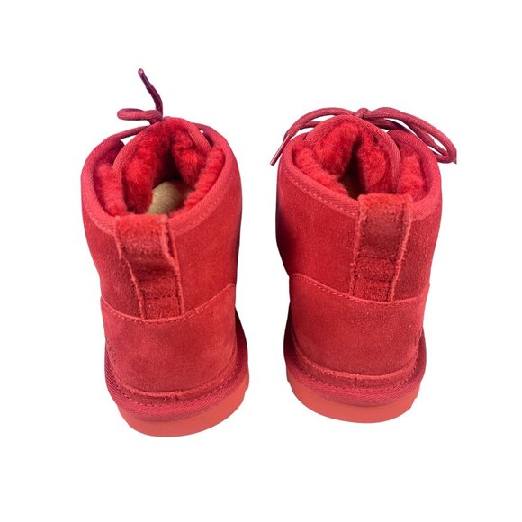 New UGG NEUMEL Mid Top Casual Snow Boots Suede Red Fur Women's 8 EU39 - Picture 6 of 12